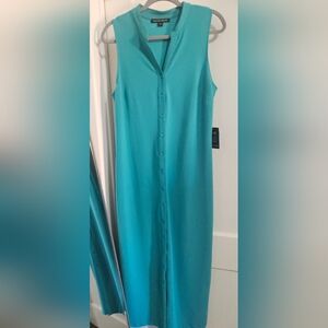 Boston Proper Teal Sleeveless Midi Dress